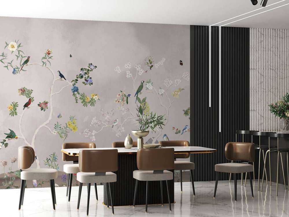 Birds in Garden Panorama 4