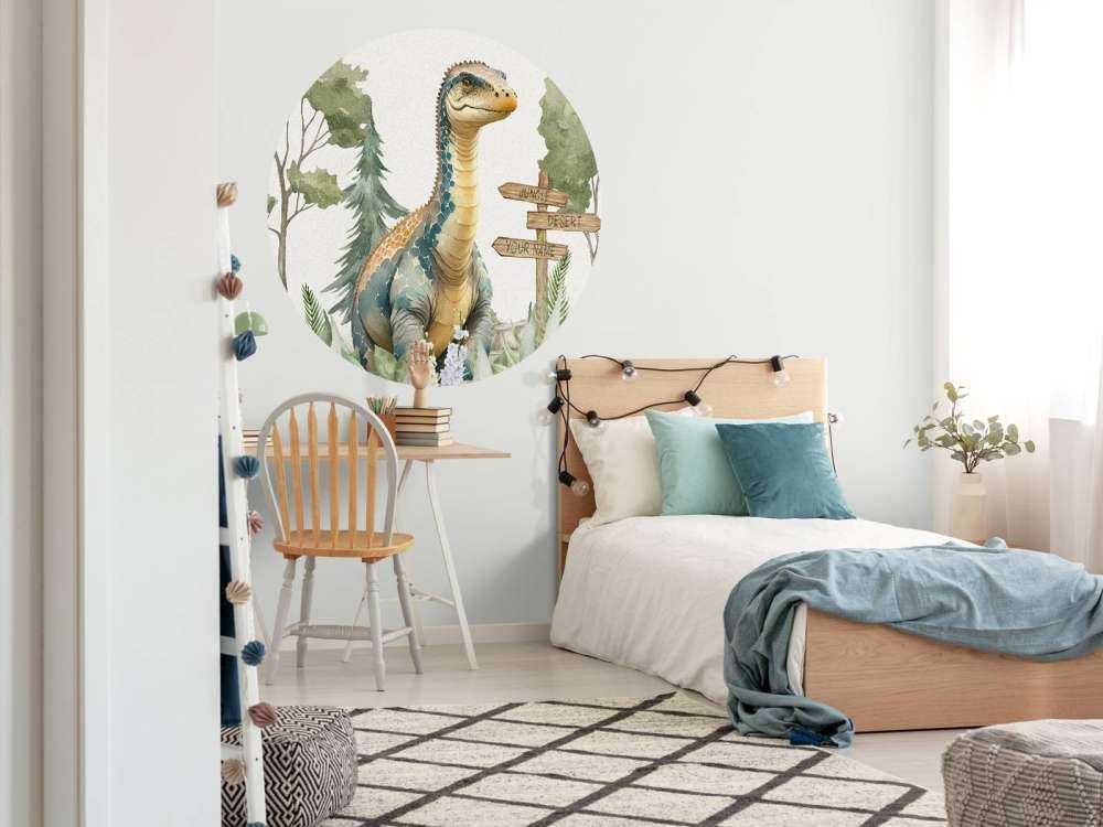 Baby brachiosaurus in de jungle