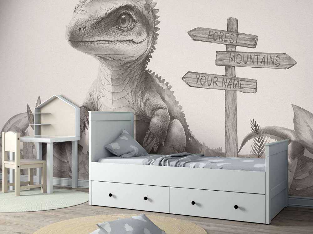 Baby spinosaurus in de jungle beige