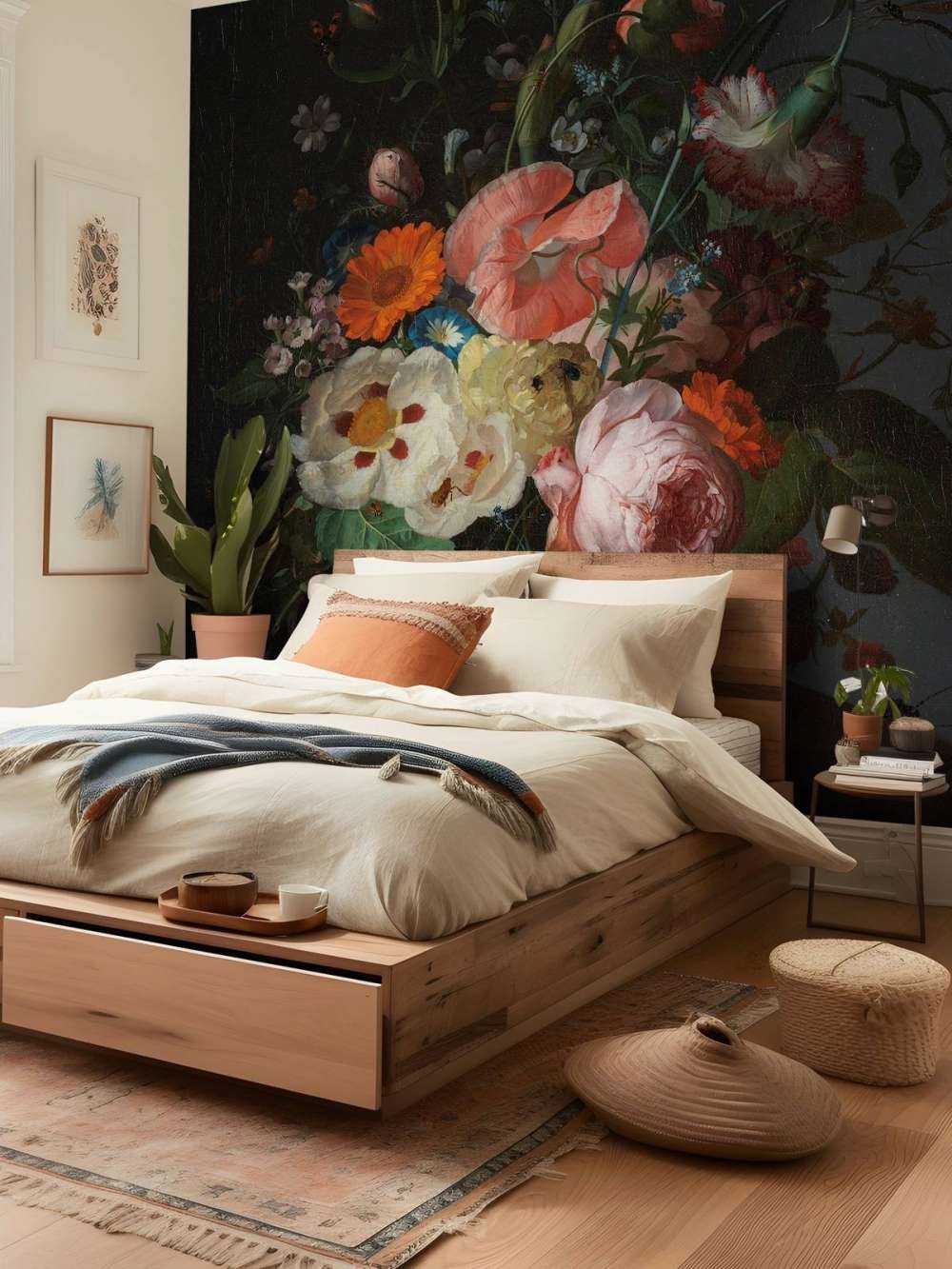 Stilleven met bloemen op een marmeren tafelblad