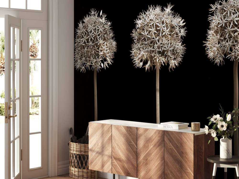 Drie allium bloemen in een rij