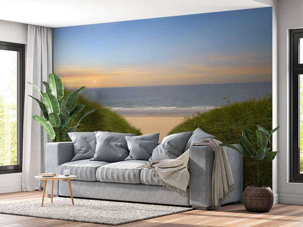 Zonsondergang bij strand