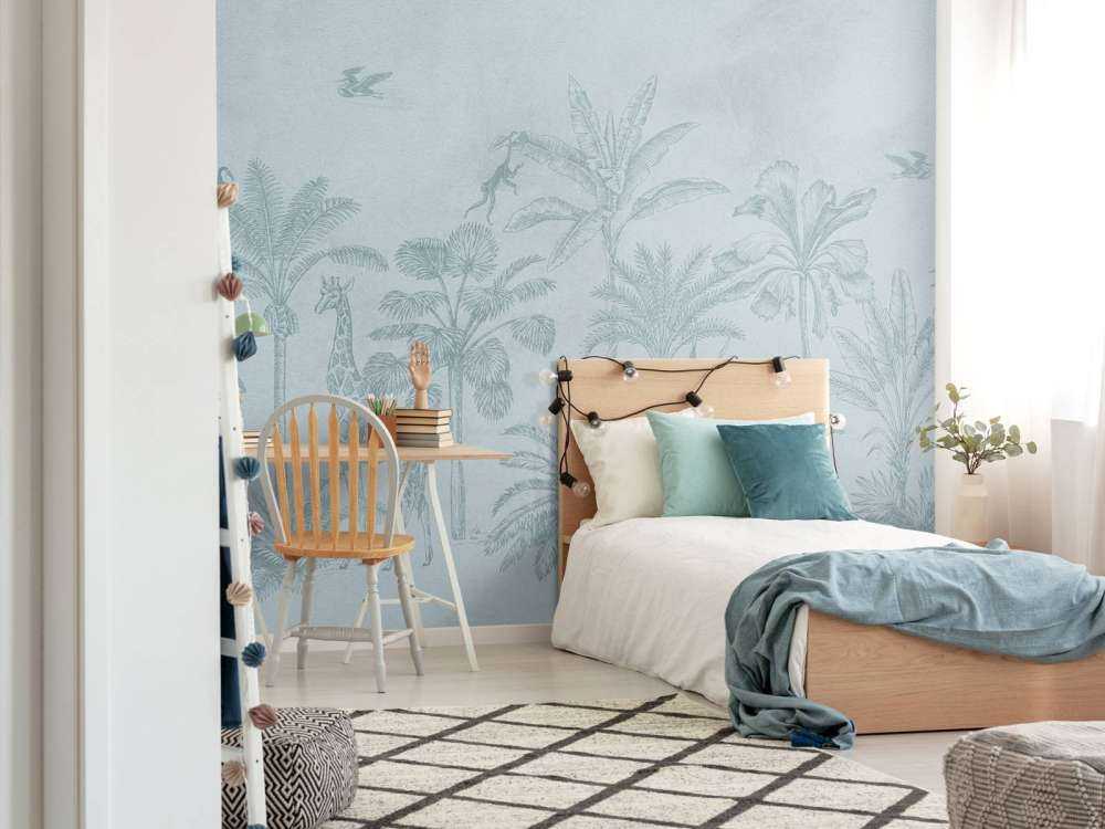 Tropisch dierenjungle blauw
