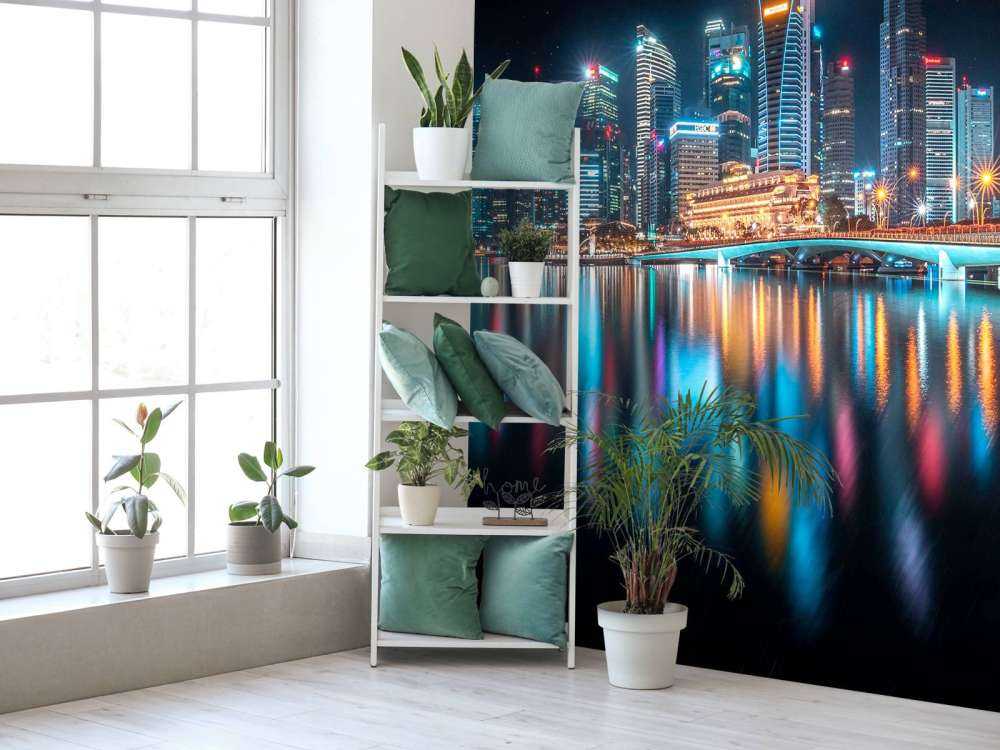 Lichtreflecties op moderne skyline