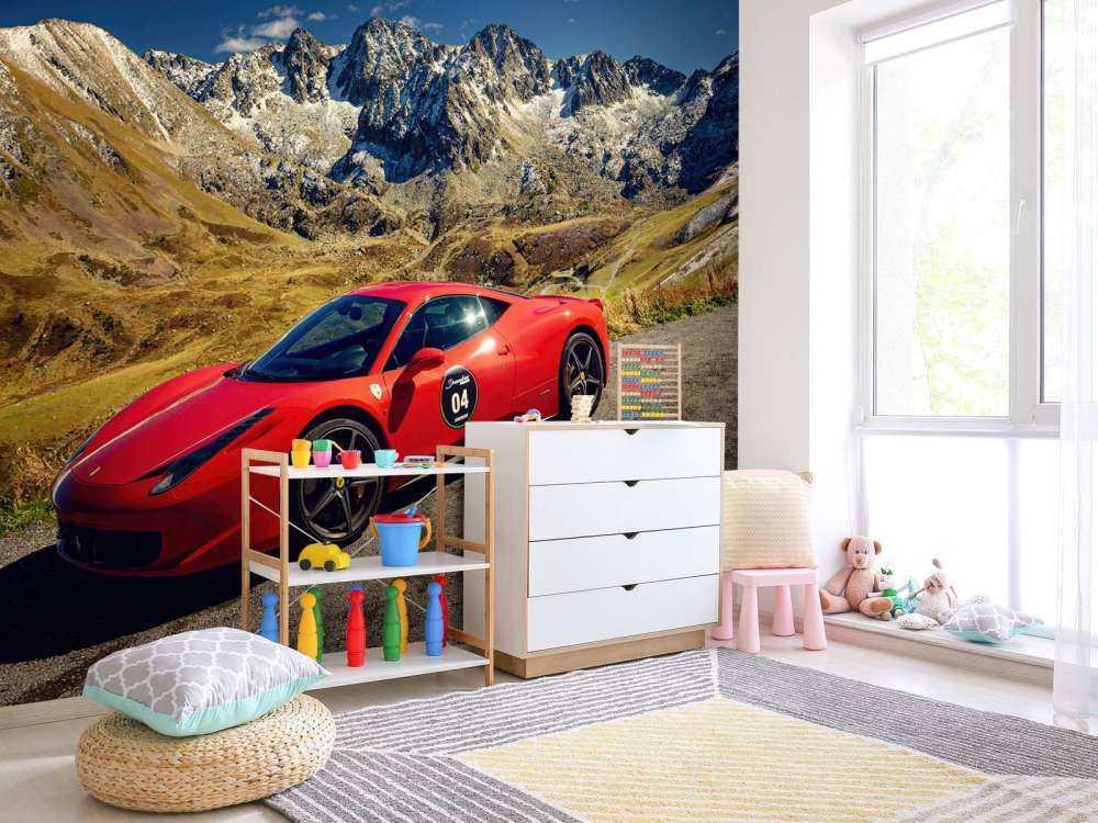 Ferrari 458 met alpentoppen