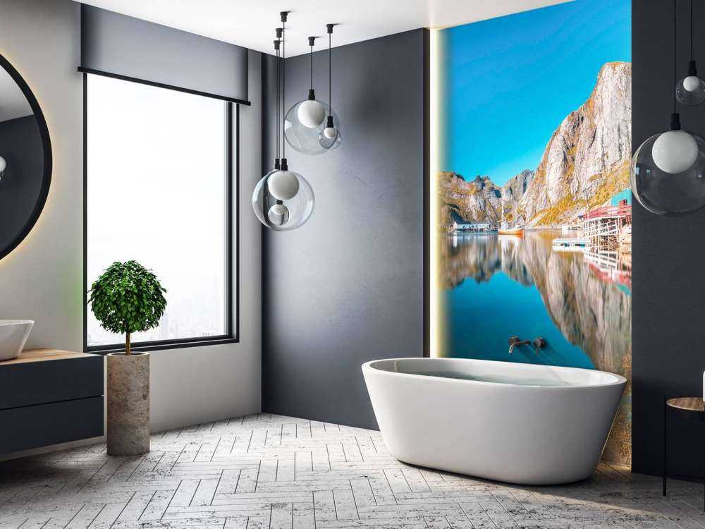 Rode huisjes aan fjordwater