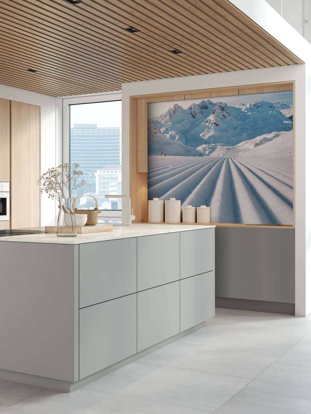 Verse sporen in bergsneeuw