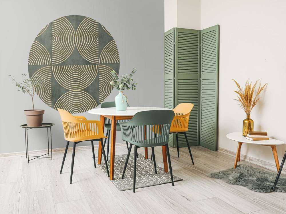 Eclectic Circles Modern Art Green Gold