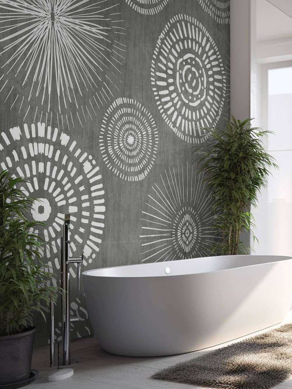 Graceful Boho Circles White Grey