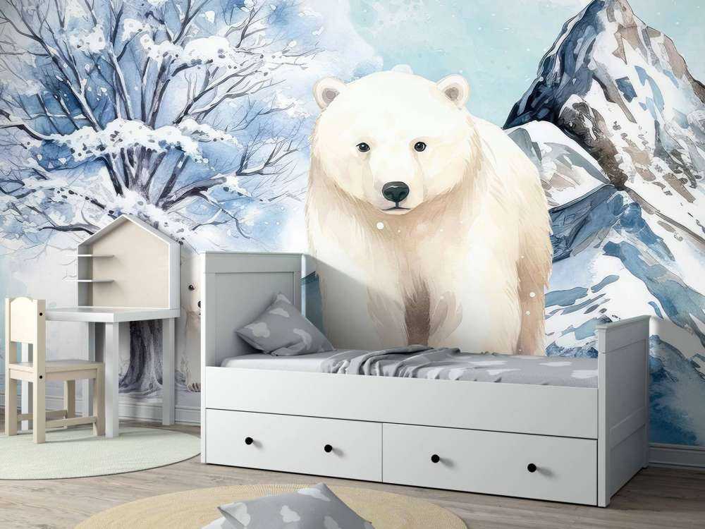 IJsberen in winterse bergen