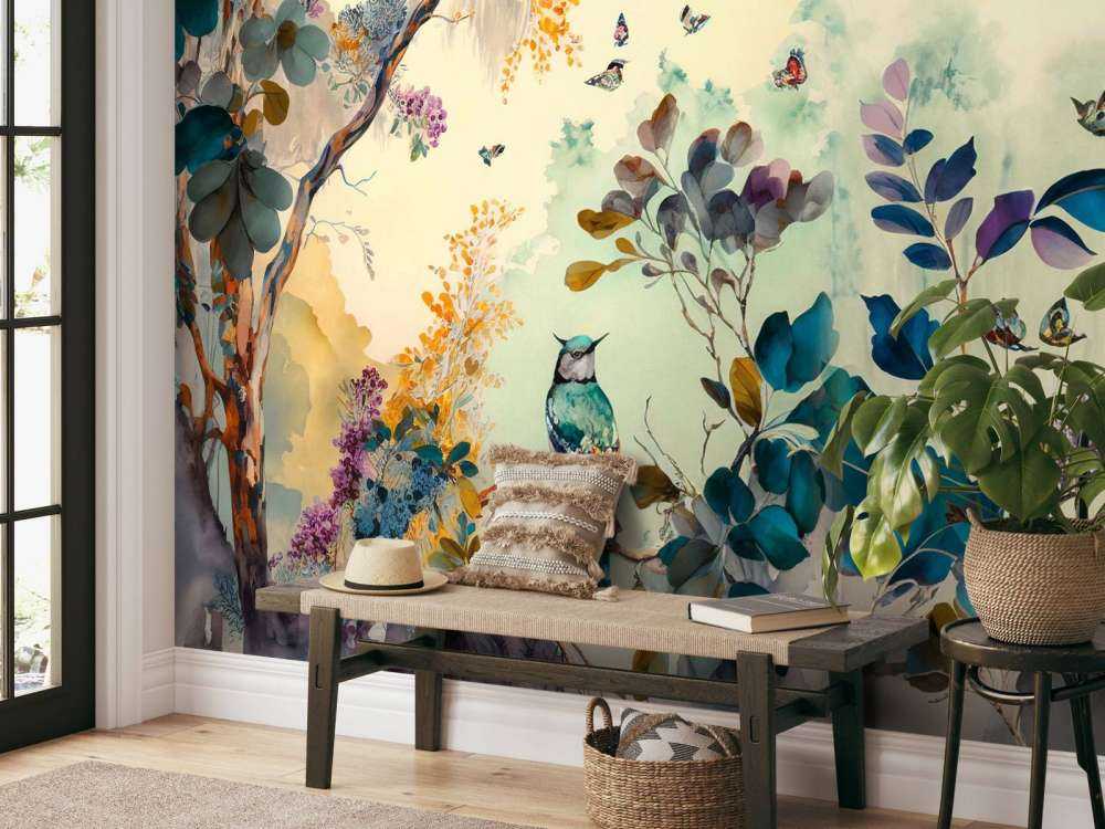 Paradijsvogels in dromerig woud