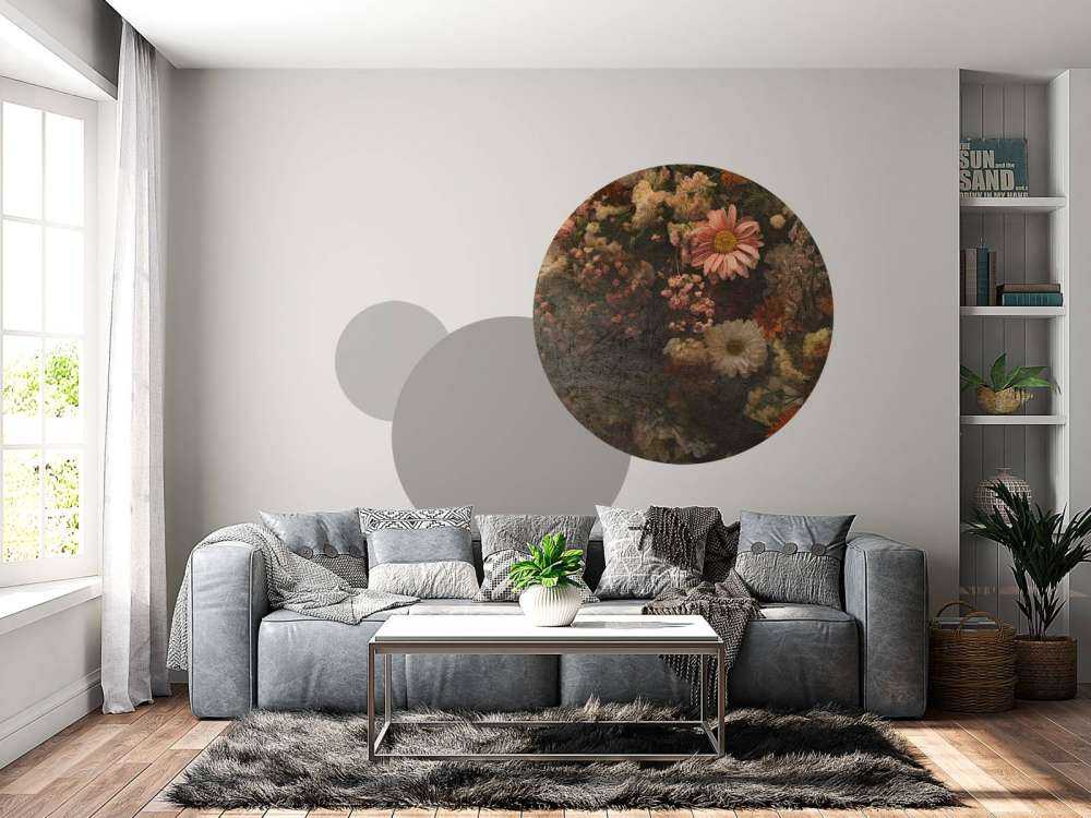 Bloemenveld in verouderde olieverf