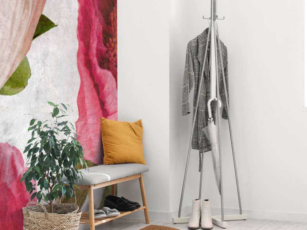 Klaprozen in roze en poederbeige