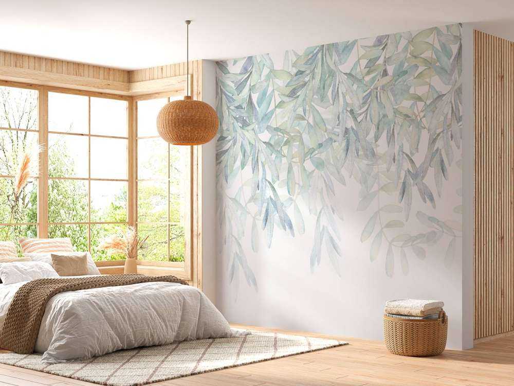 Pastelkleurige waterverf bladeren