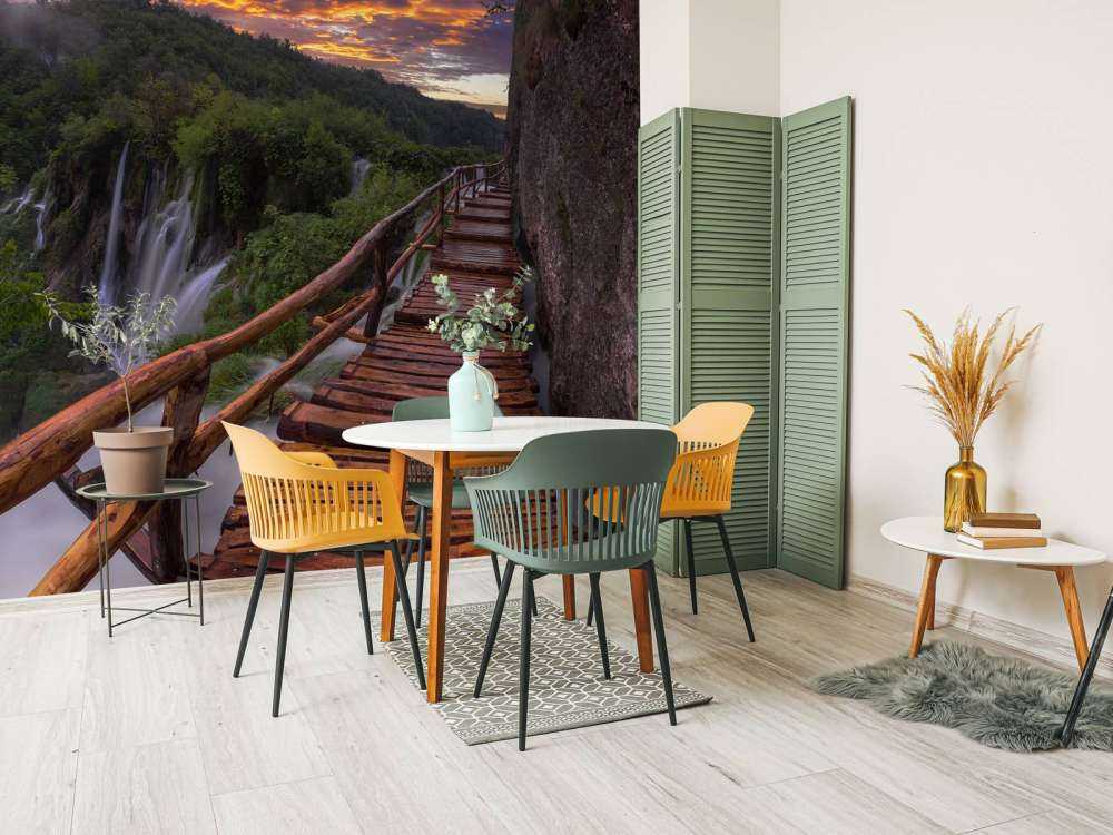 Brug met zonsondergang