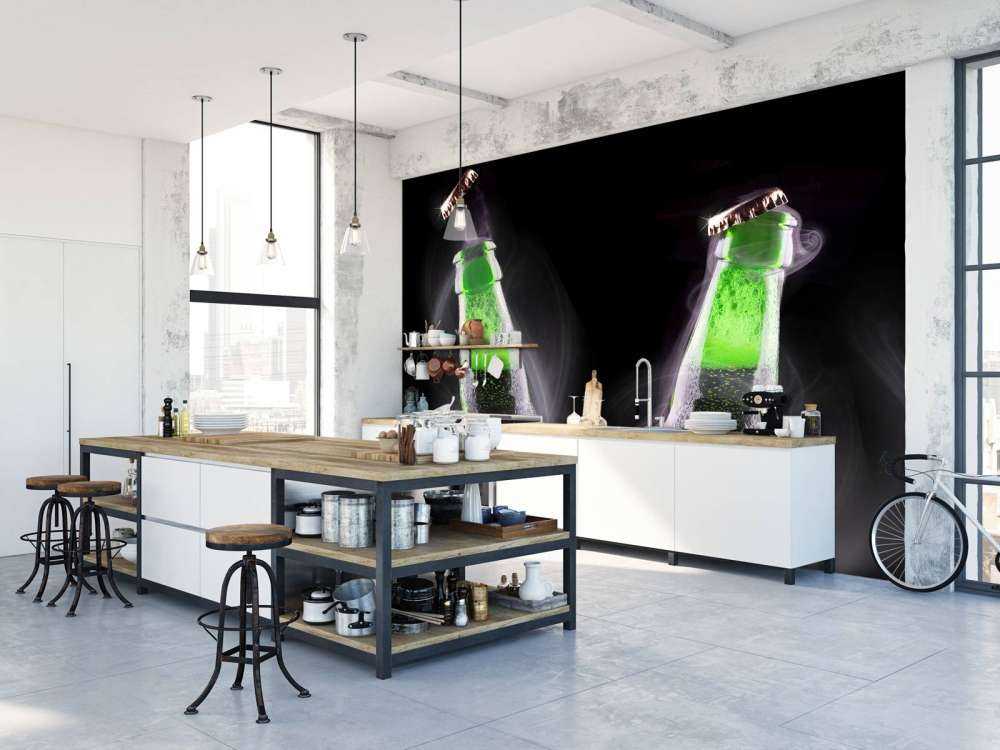 Groene bierflesjes in ijs