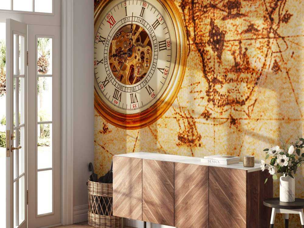 Zakhorloge op een wereldkaart