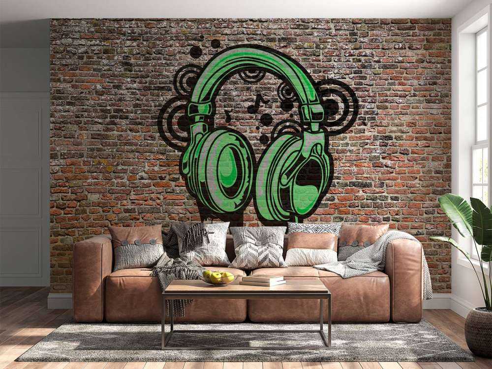 Graffiti op oude bakstenen muur