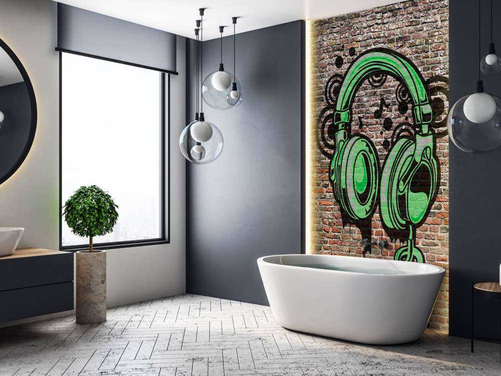 Graffiti op oude bakstenen muur