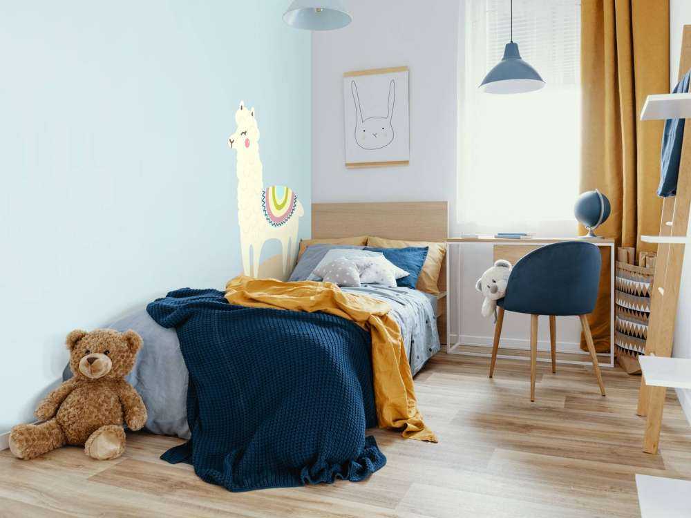 Alpaca design met een blauwe achtergrond