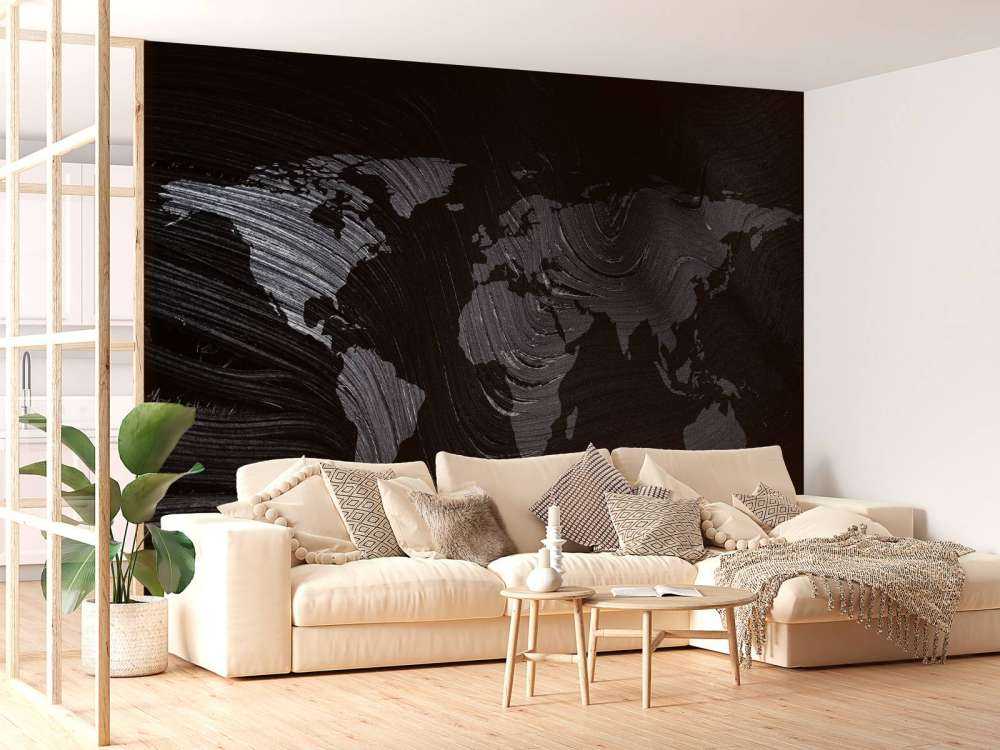 Wereldkaart op een palmblad