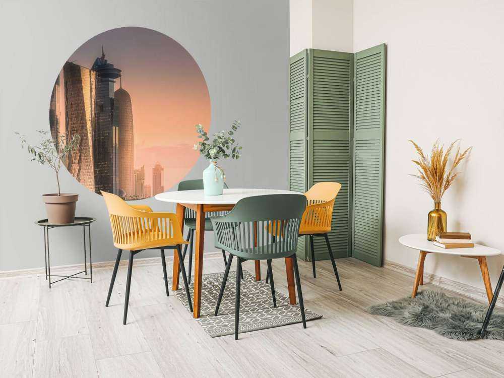 Skyline van Doha in de avond