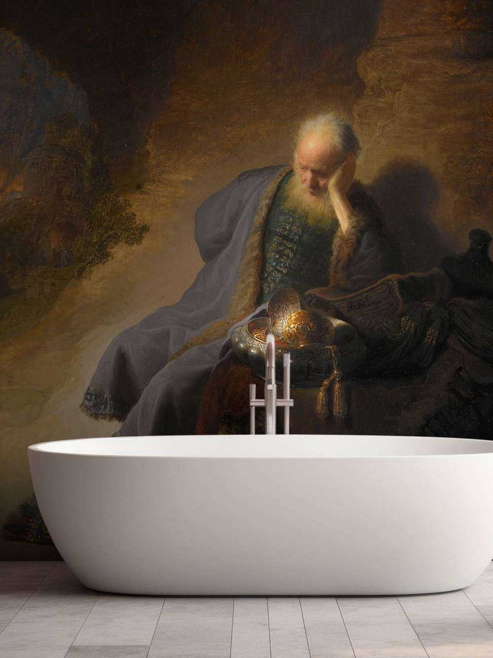 Jeremia treurend over de verwoesting van Jeruzalem