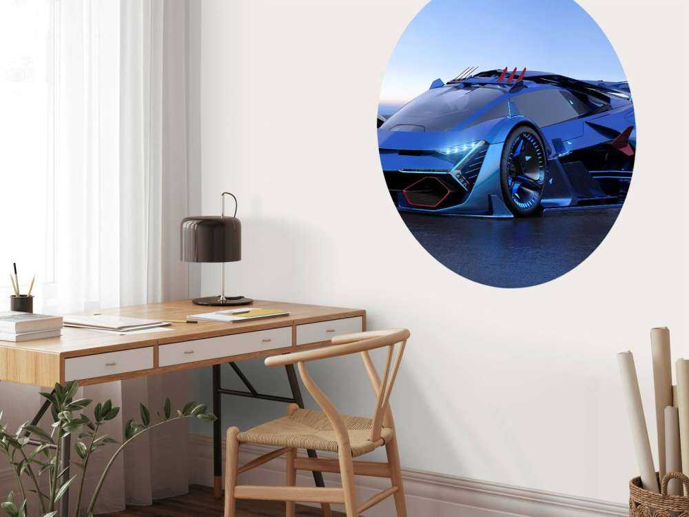 Blauwe hypercar in 3D