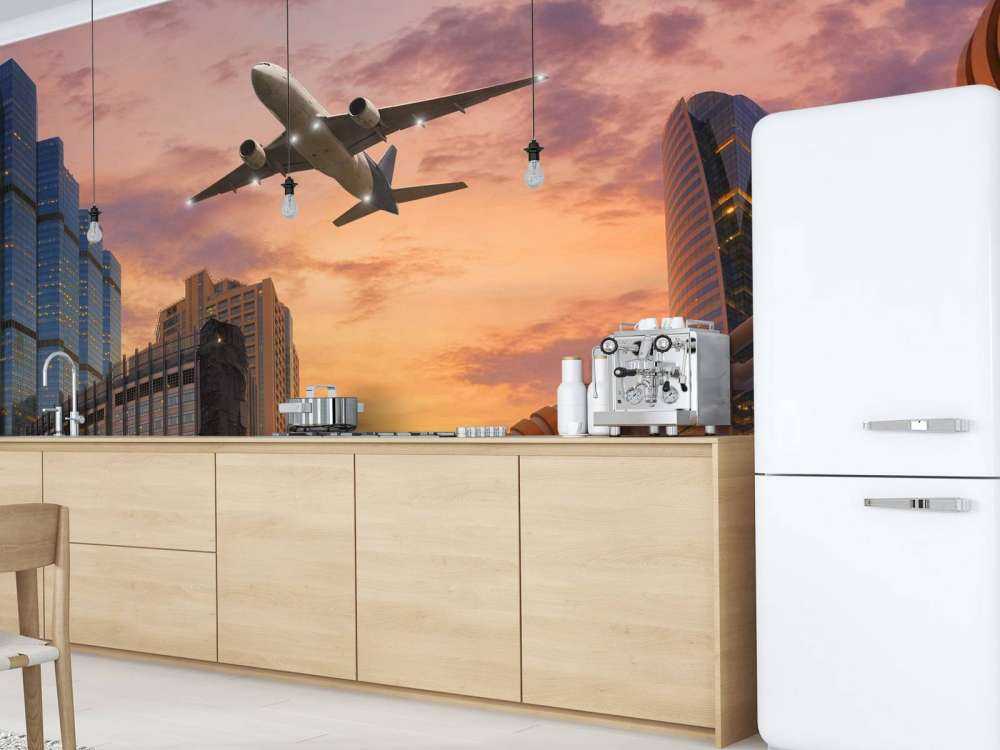 Vliegtuig boven Bangkok