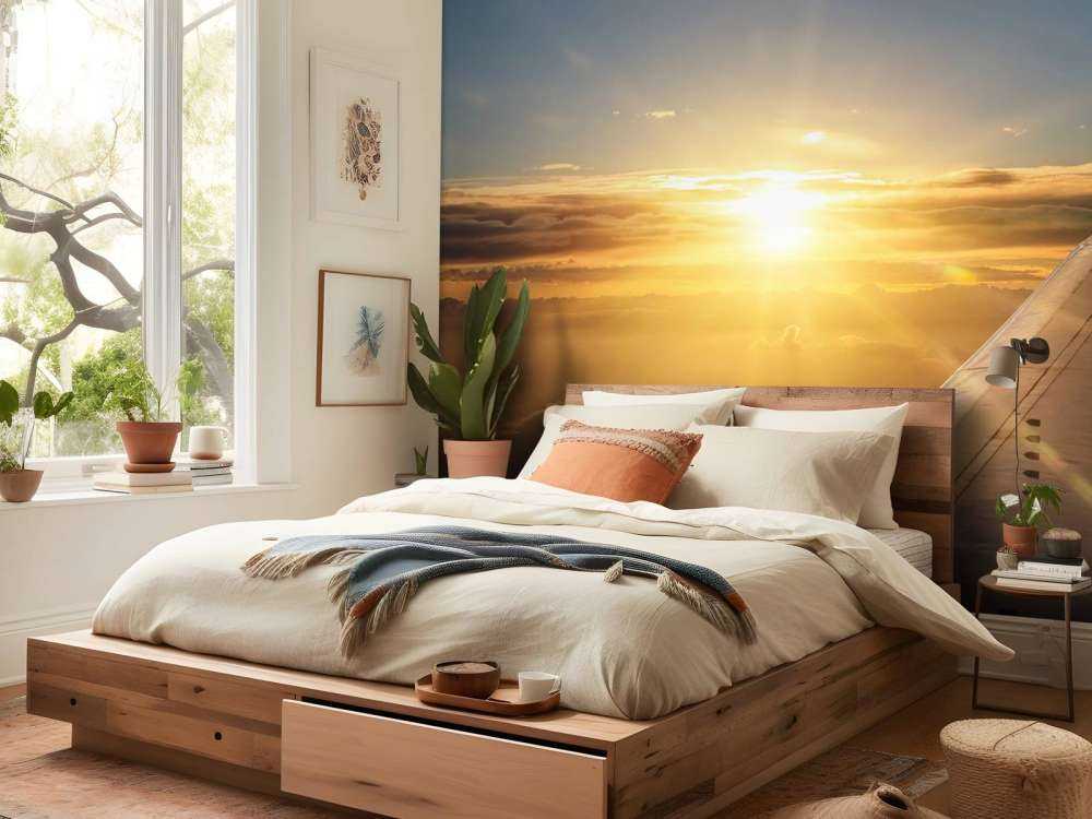 Zonsondergang vanuit een vliegtuigraam