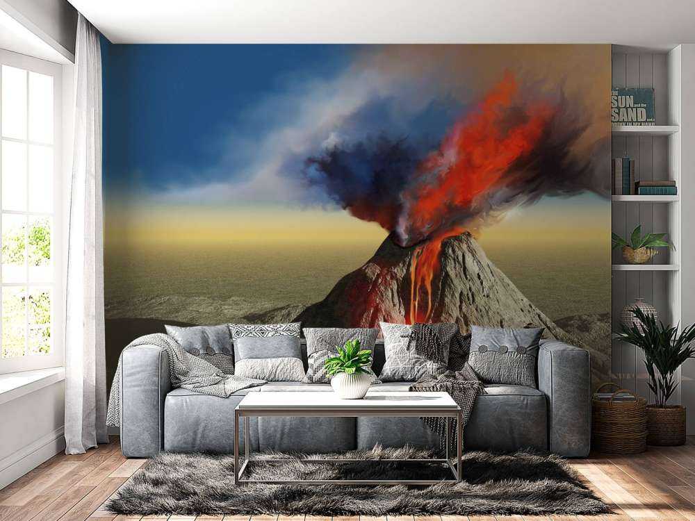 Vulkaanuitbarsting met veel rook