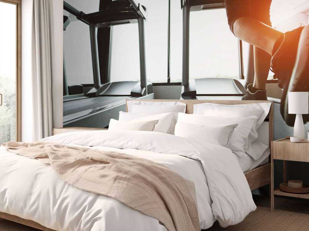 Loopbanden met zonlicht erop