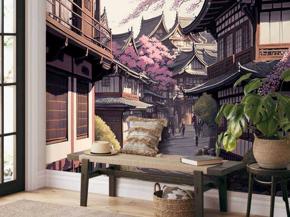 Kyoto huis onder Sakura bomen