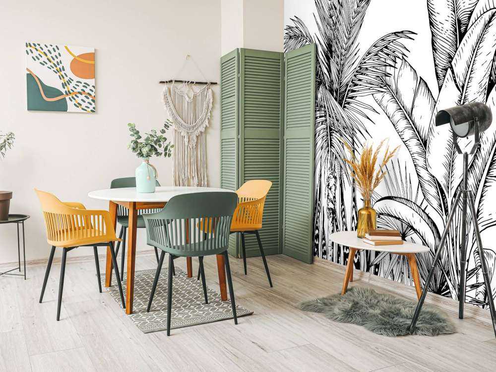 Tropische zwart-witte planten