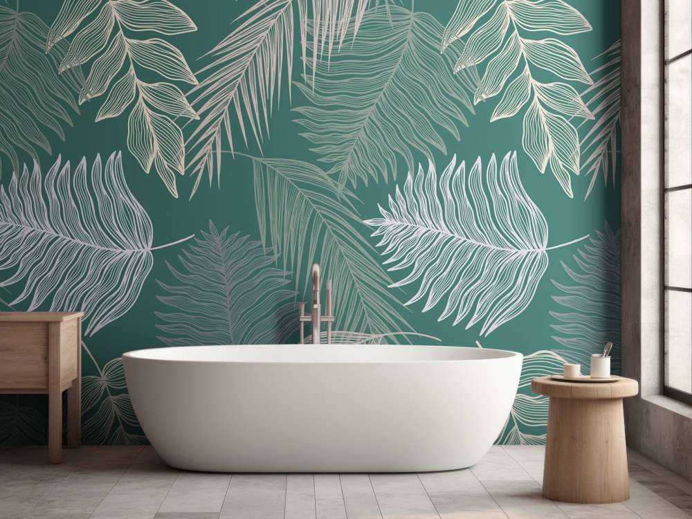 Palmblad op groene achtergrond