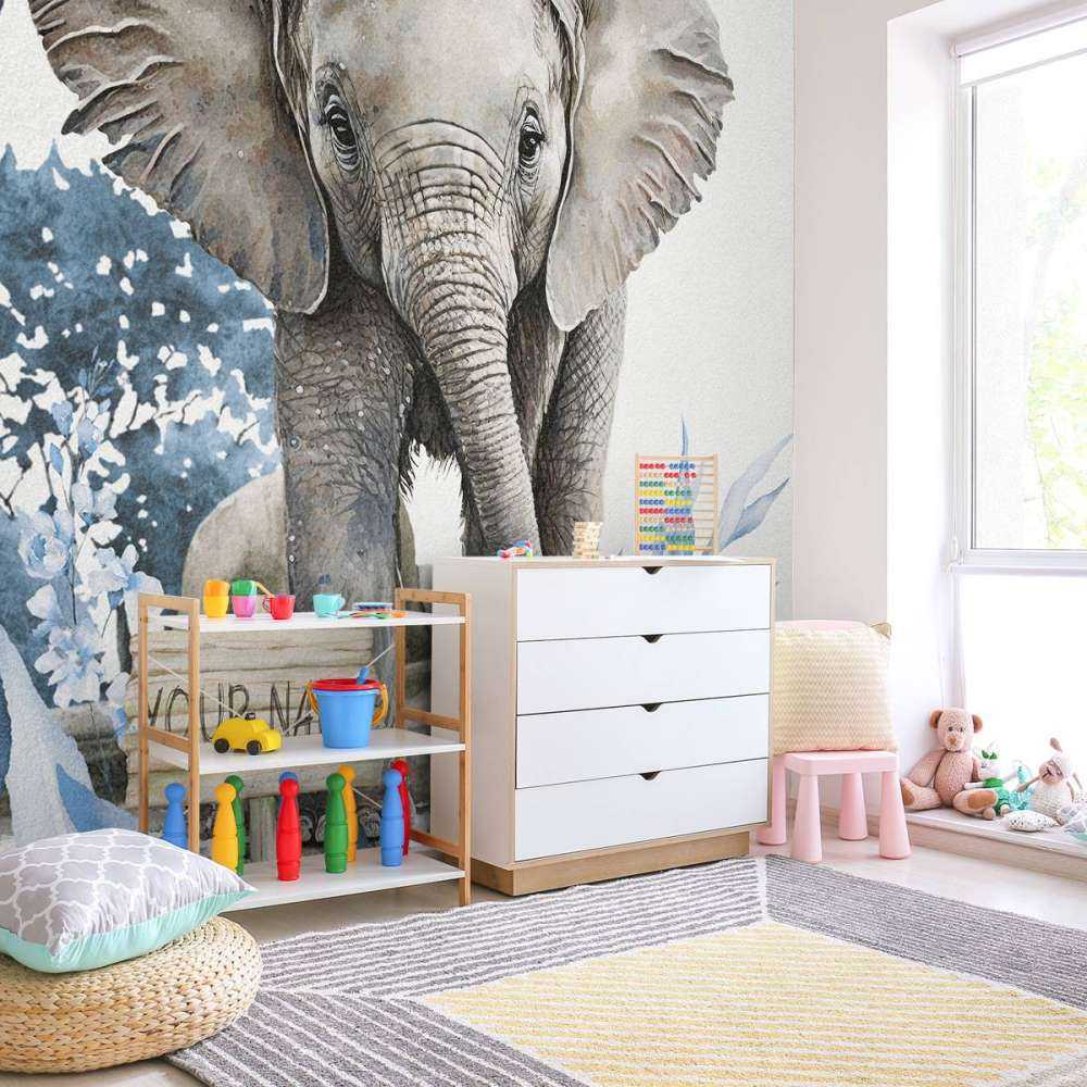 Olifantje in de jungle blauw