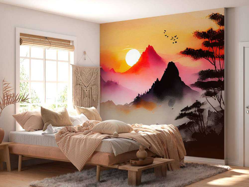 Geïllustreerde roze zonsondergang