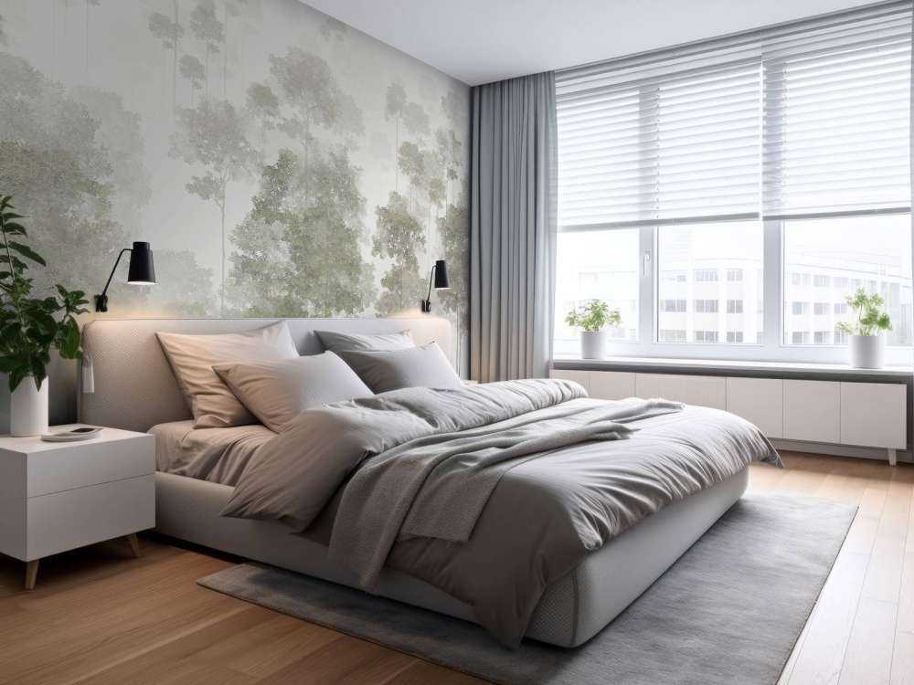 Getekend bos in de mist