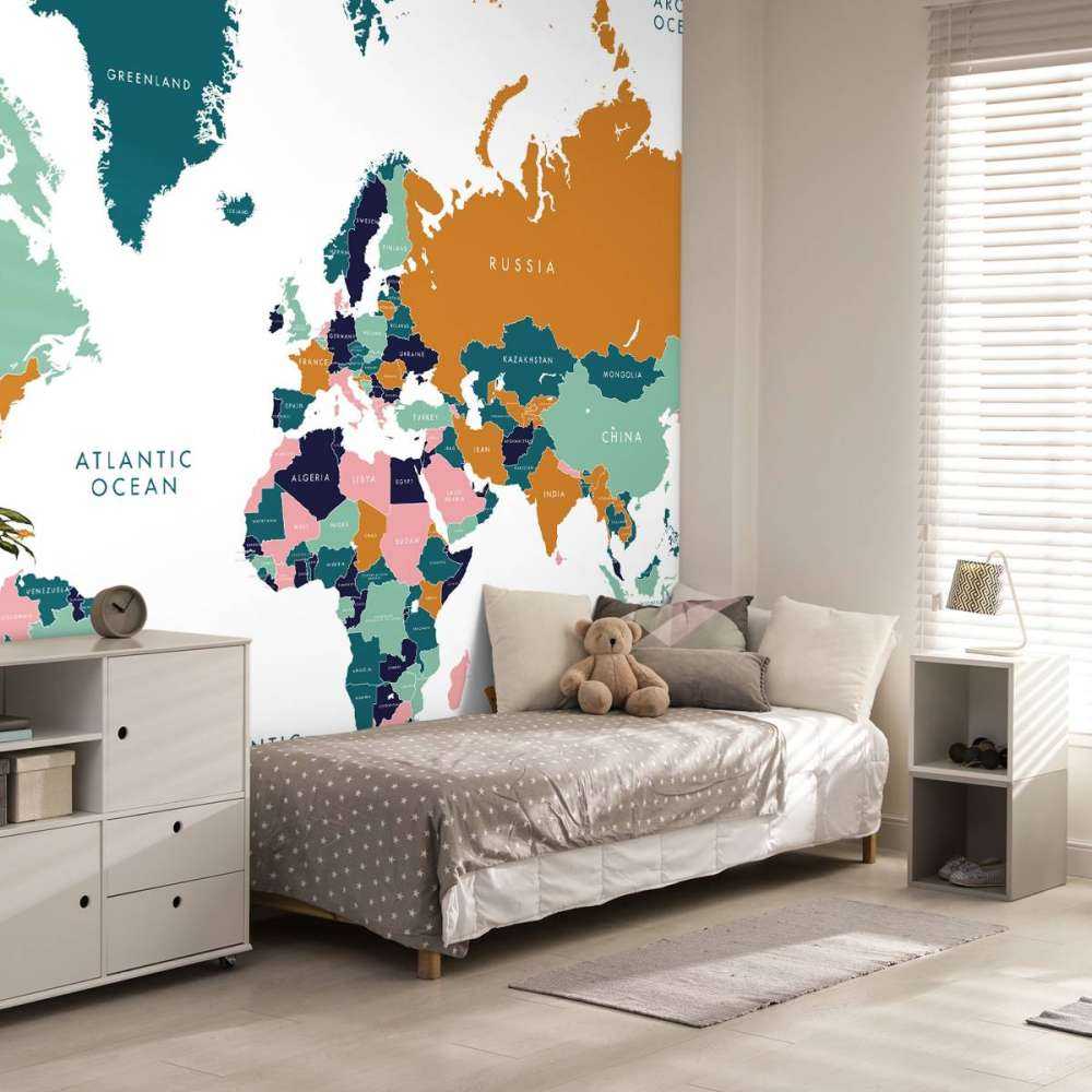 Wereldkaart met oceaan dieren