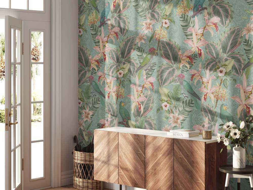 Tropische Jungle vogels & papegaaien - mint groen