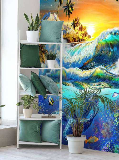 Hawaian Dawn_Waves and Dolphins