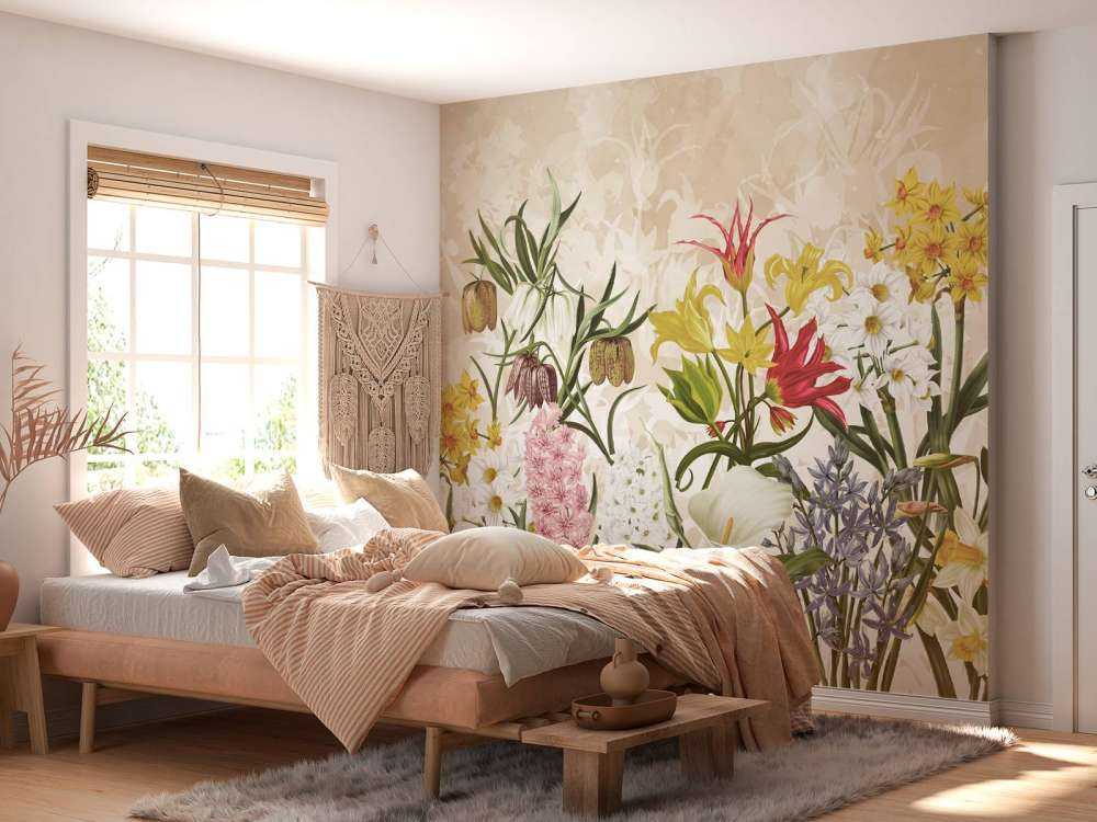 Spring Flowers - Warm Honey Beige