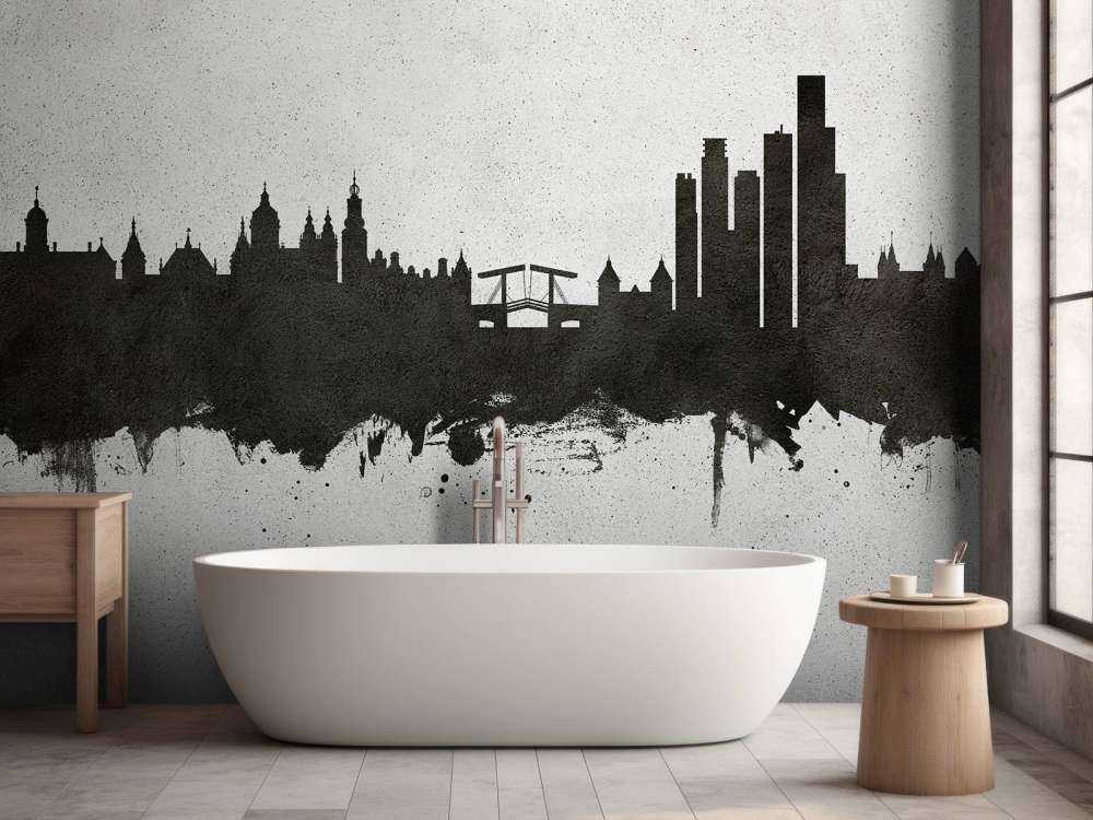 Waterverf skyline, Amsterdam