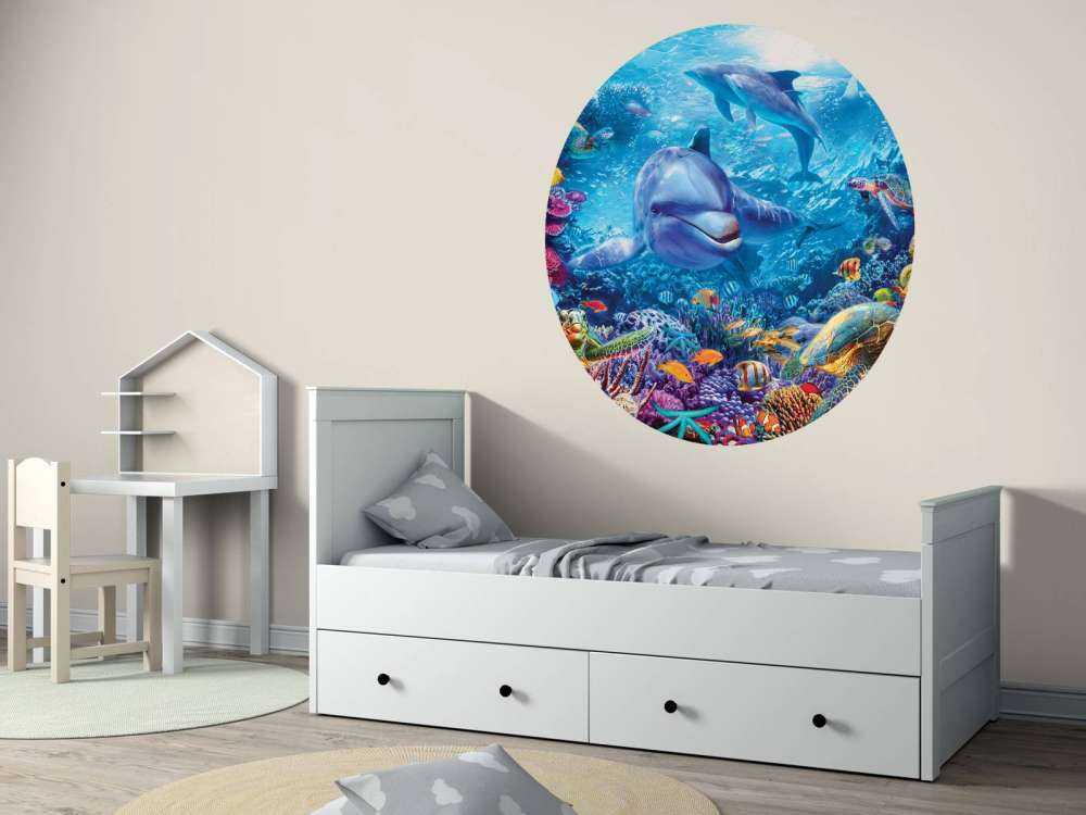 Underwater Dolphin and Turtle