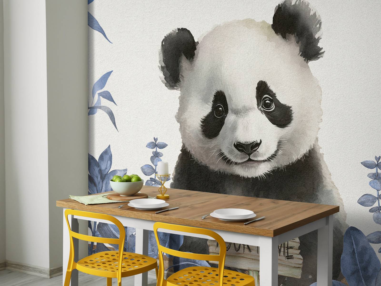 Baby panda in de jungle blauw