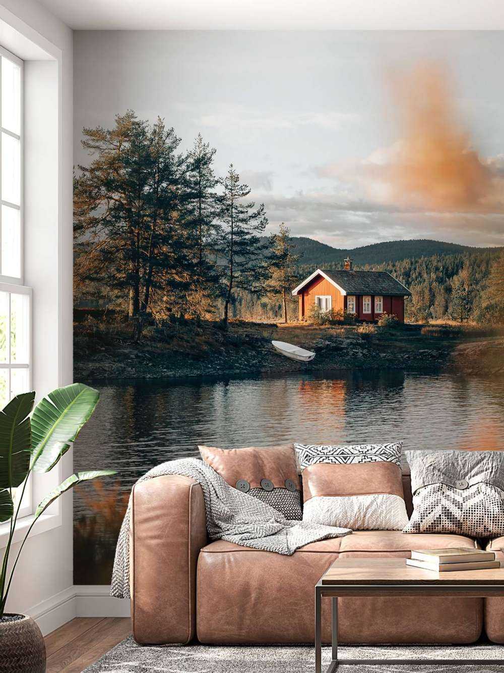 Rood huis bij het meer