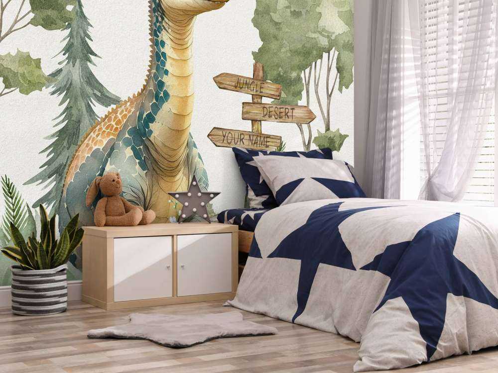 Baby brachiosaurus in de jungle