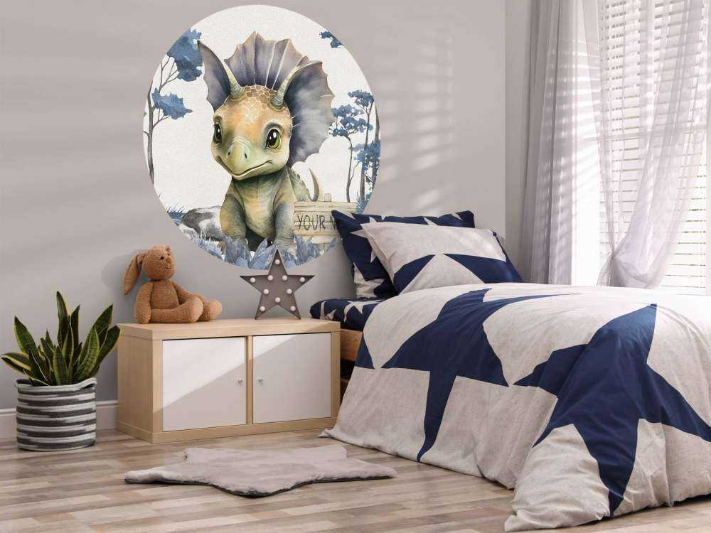Baby triceratops in de jungle blauw