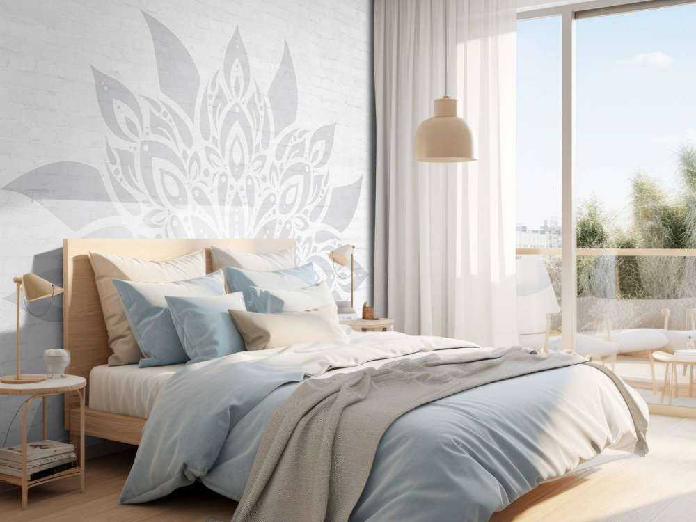 Lichtgrijze Mandala Op Baksteen