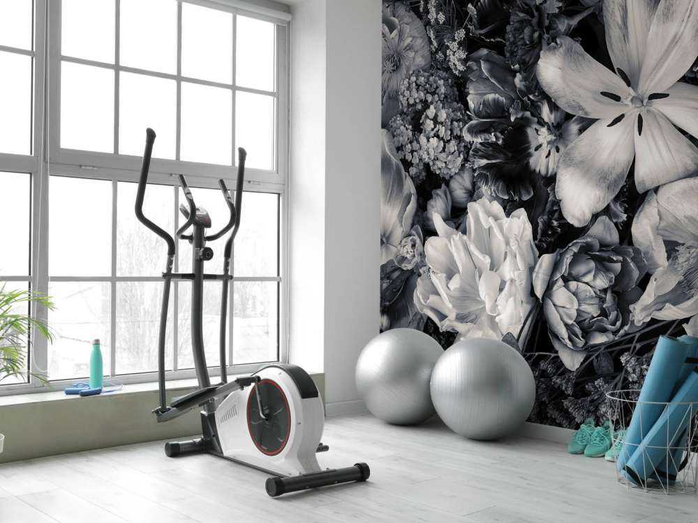 Boeket van bloemen in zwart-wit